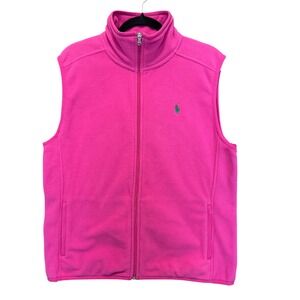 BTG Polo Golf Ralph Lauren Fleece Vest XL Pink Full Zip Layering Preppy Luxury